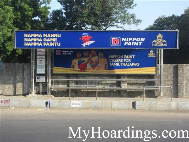 Best OOH Ad agency in Chennai, Bus Shelter Hoardings Rates in Pachiyappan College Metro Station  Bus Stop 2 Chennai